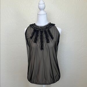 Elegant Black Ruffle Sheer Women's Top